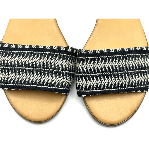 J Crew Sandals Women's Size 7 Hayes Slip On Flats Open Toe Casual Black & White - Picture 3 of 9